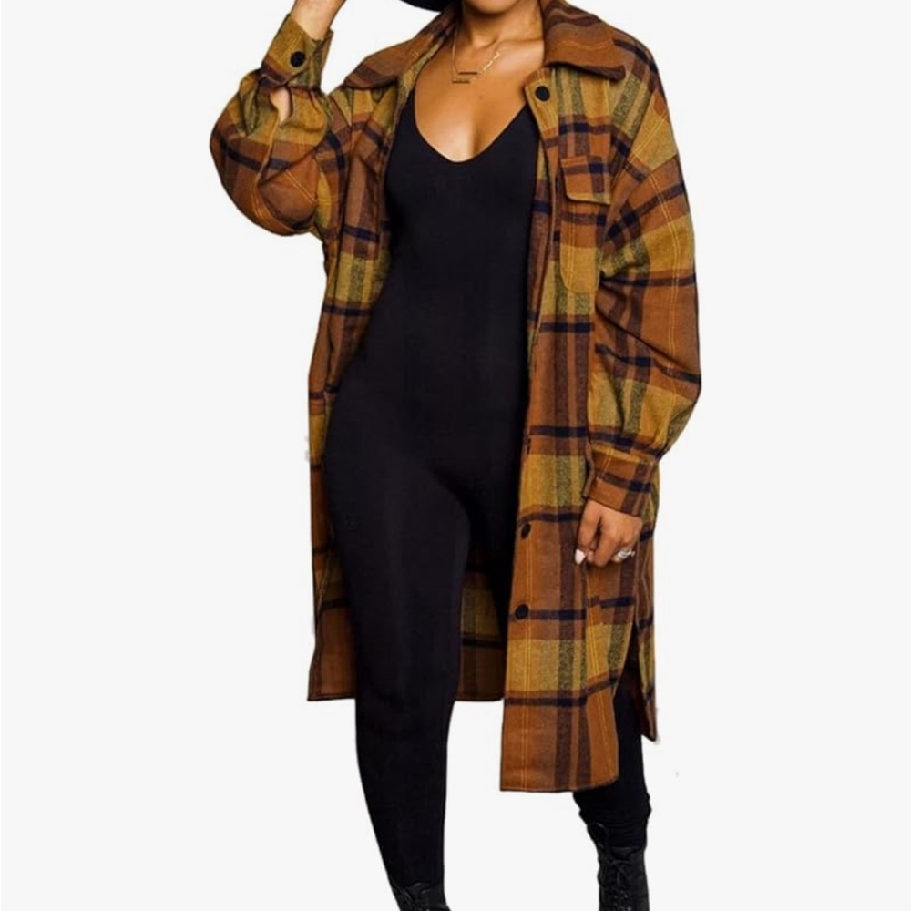 Plaid Longline Shacket Coat
